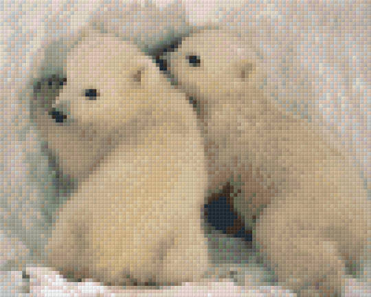Two Polar Bear Cubs Four [4] Baseplate PixelHobby Mini-mosaic Art Kit
